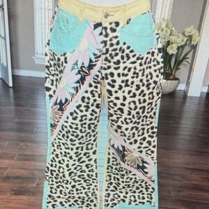AKIRA Multicolor Animal Print Straight Leg Jeans